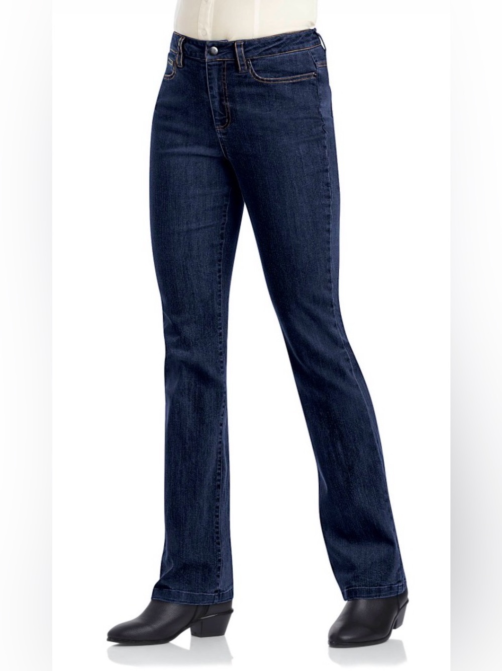 NWT! Chadwick’s Classic Stretch Denim Bootcut Jeans, 4, Dark Wash